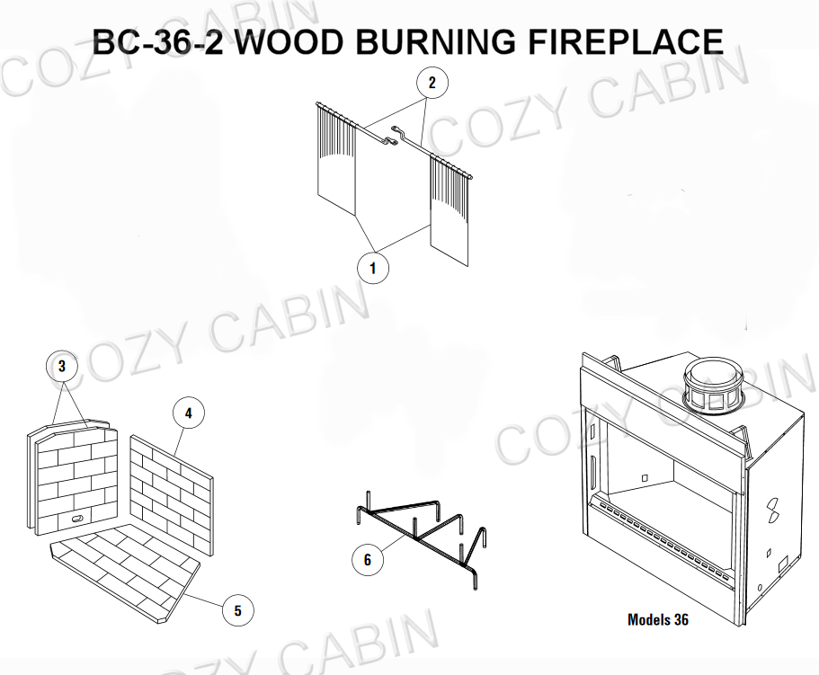 WOOD BURNING FIREPLACE (BC-36-2) #BC-36-2